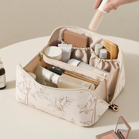 Travel Makeup Bag, Large Capacity Cosmetic Bags for Women, Waterproof Portable P - Picture 7 of 8